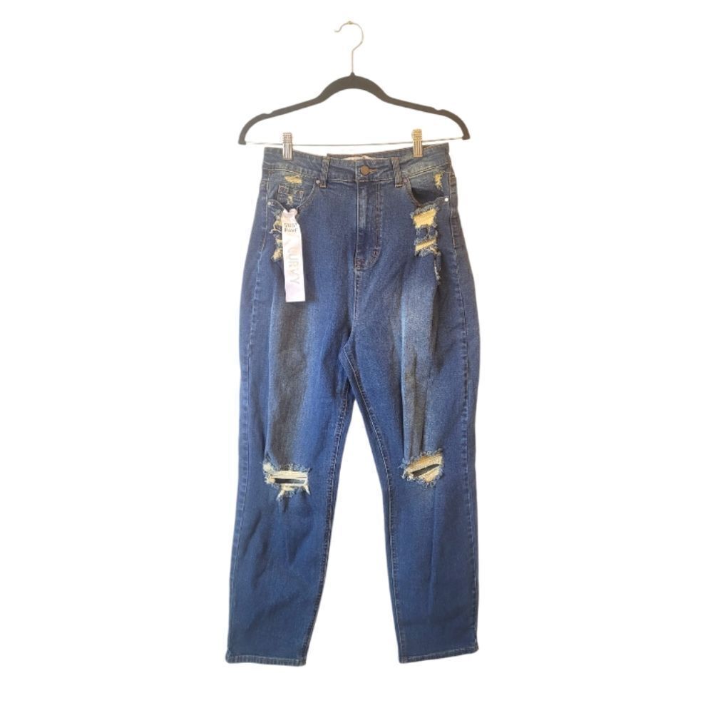 Tinseltown Medium Wash Hi-Rise Loose Distressed Jeans NWT